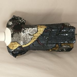 Amazing Sequin & Beaded Sheath Mini Dress French Connection Dramatic Party